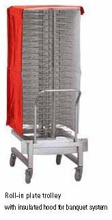 Banquet 061- Plate rack (capacity 12 plates), 1 x Thermal jacket, and 1 x mobile stand with oven base tray