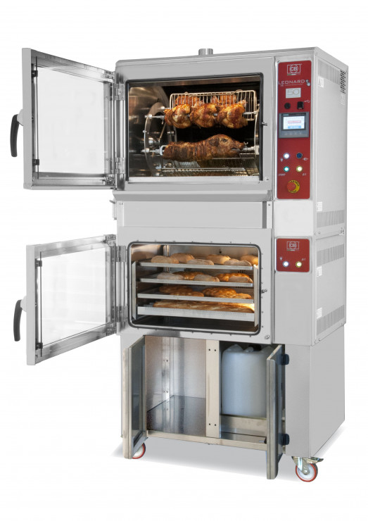 CB Leonardo Cooking Block 550/6+FCE - Infrared rotisserie with automatic wash system & convection oven