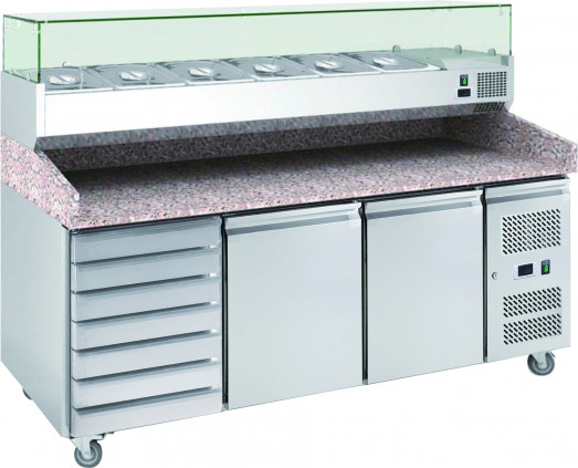 Chefsrange PP3D+ - 2 Door + 1 bank of drawers Pizza Prep Counter