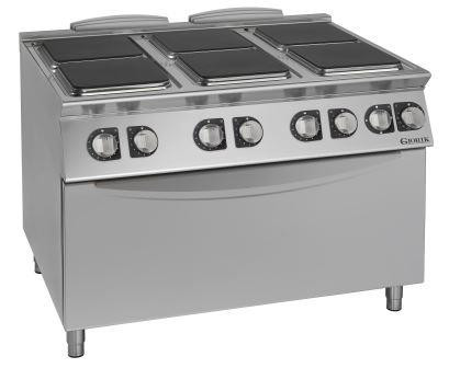 Giorik CE76QH - 6 square plate electric range with maxi oven